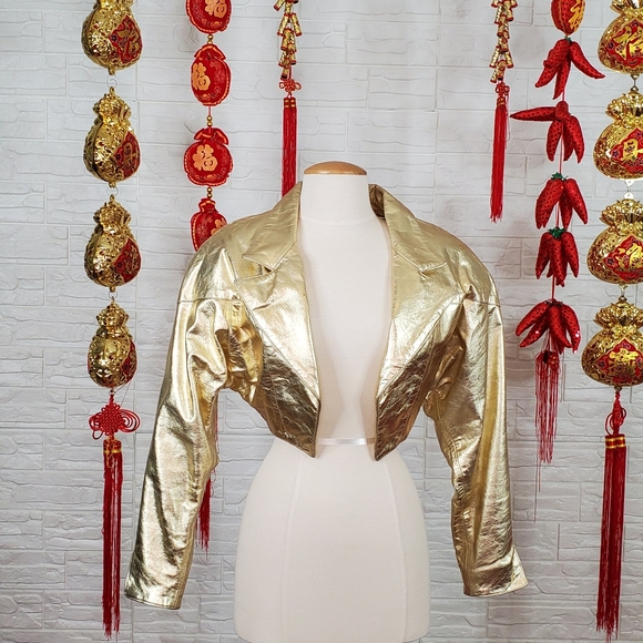 Gold leather jacket - Picture 4 of 4